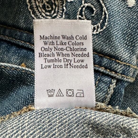 Coldwater Creek Jean Jacket Light Wash Distressed White Embroidered Denim  4P - Picture 10 of 12